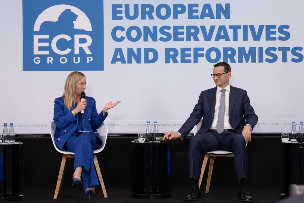 Italian Prime Minister Giorgia Meloni on visit to Warsaw