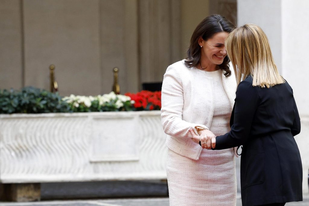 Giorgia Meloni meets Hungarian President Katalin Novak