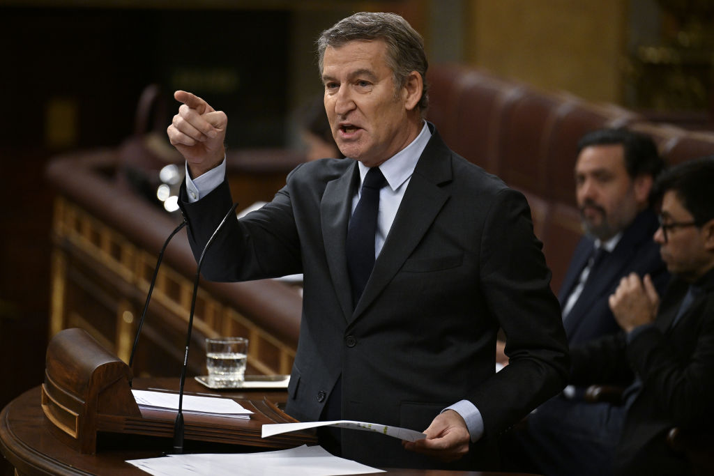 Alberto Núñez Feijóo, interviene en una sesión del Congreso de los Diputados.