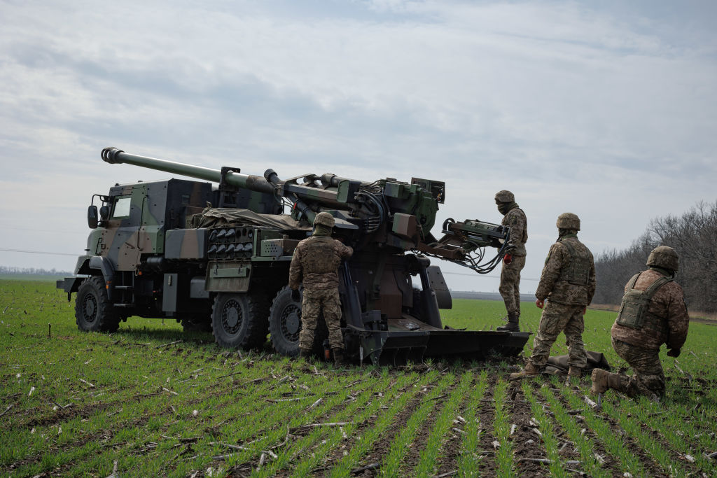 Ukraine Artillerymen Conduct Military Mission On CAESAR Self-Propelled Howitzer