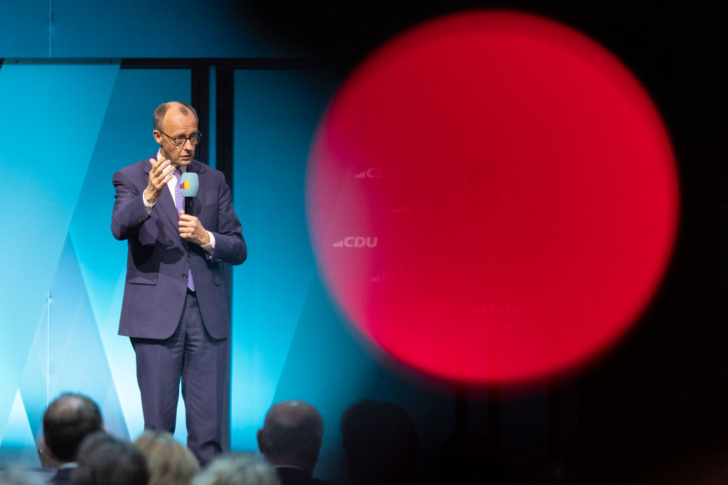 Friedrich Merz, próximo  canciller de Alemania y líder de la formación democristiana CDU en un mitin de su partido el  20 de febrero de 2025 en Berlín.