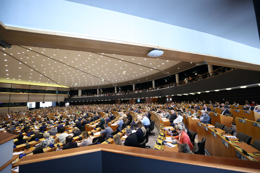 Vista de la desde del  Parlamento Europeo en Bruselas.