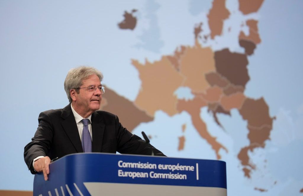 Paolo Gentiloni en rueda de prensa en Bruselas, en 2024.