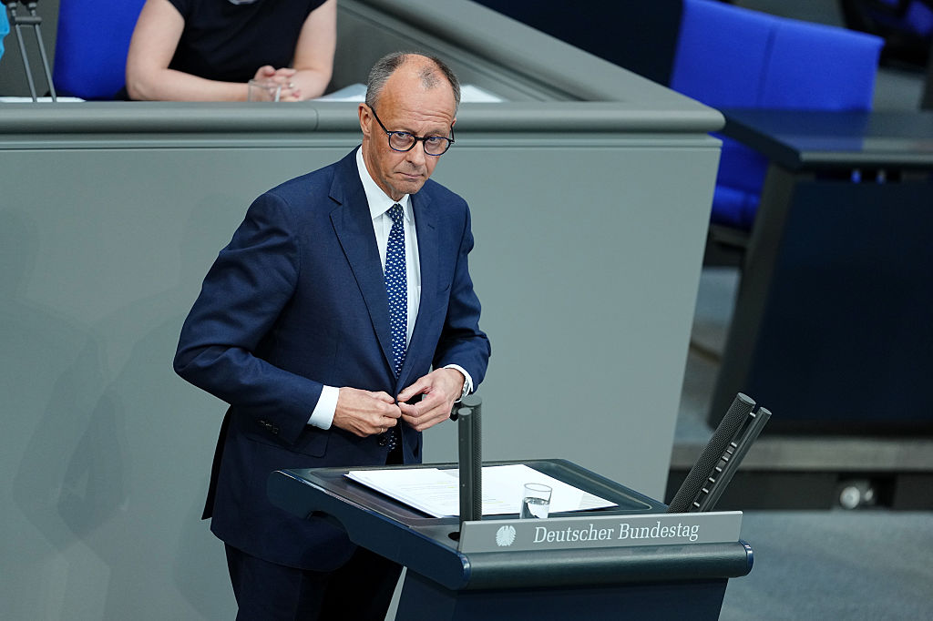El canciller alemán, Friedrich Merz (CDU) interviene en el Bundestag, el 14 de mayo de 2025.