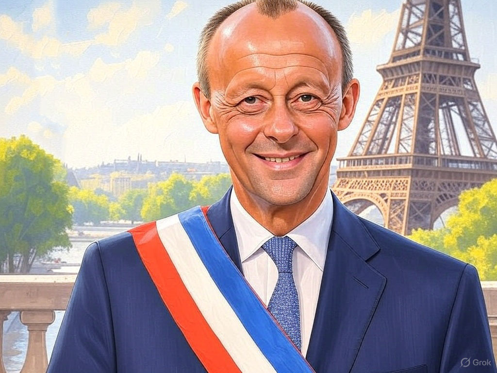 Ilustración de Friedrich Merz creada con IA.