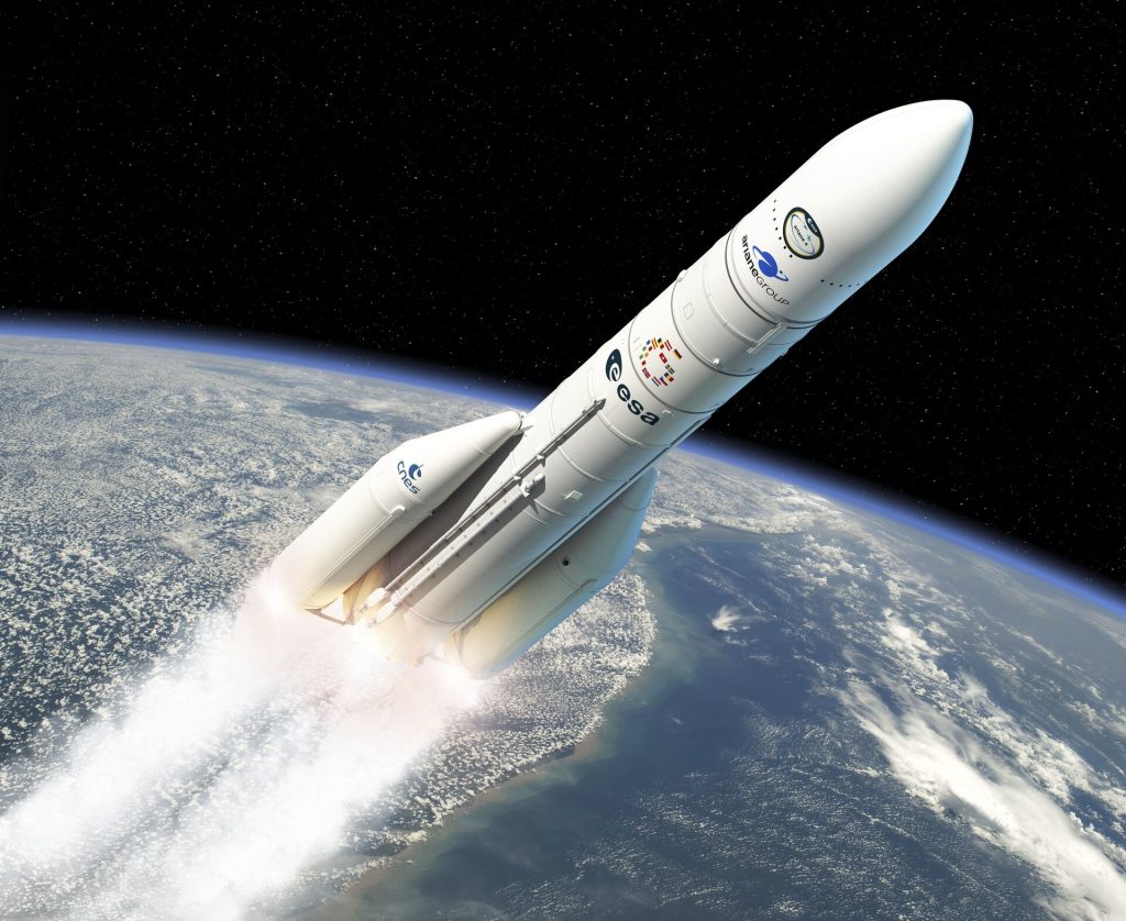 Ilustración del último cohete europeo de la serie Ariane, el Ariane-6.
