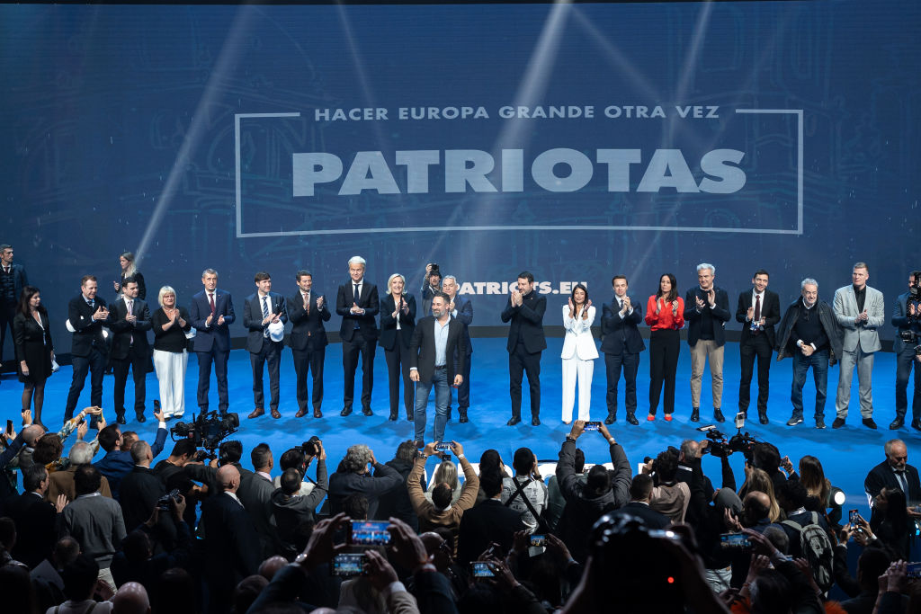Imagen de la cumbre “Hagamos Europa Grande otra Vez”, organizado por Patriotas por Europa y Vox en Madrid el 8 de febrero de 2025.