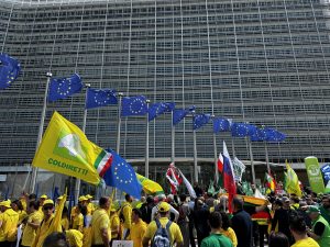 Los agricultores europeos protestan por el recorte de los fondos agrícolas en el nuevo presupuesto de la UE