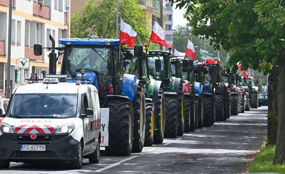 Protestas de agricultores polacos en Varsovia.