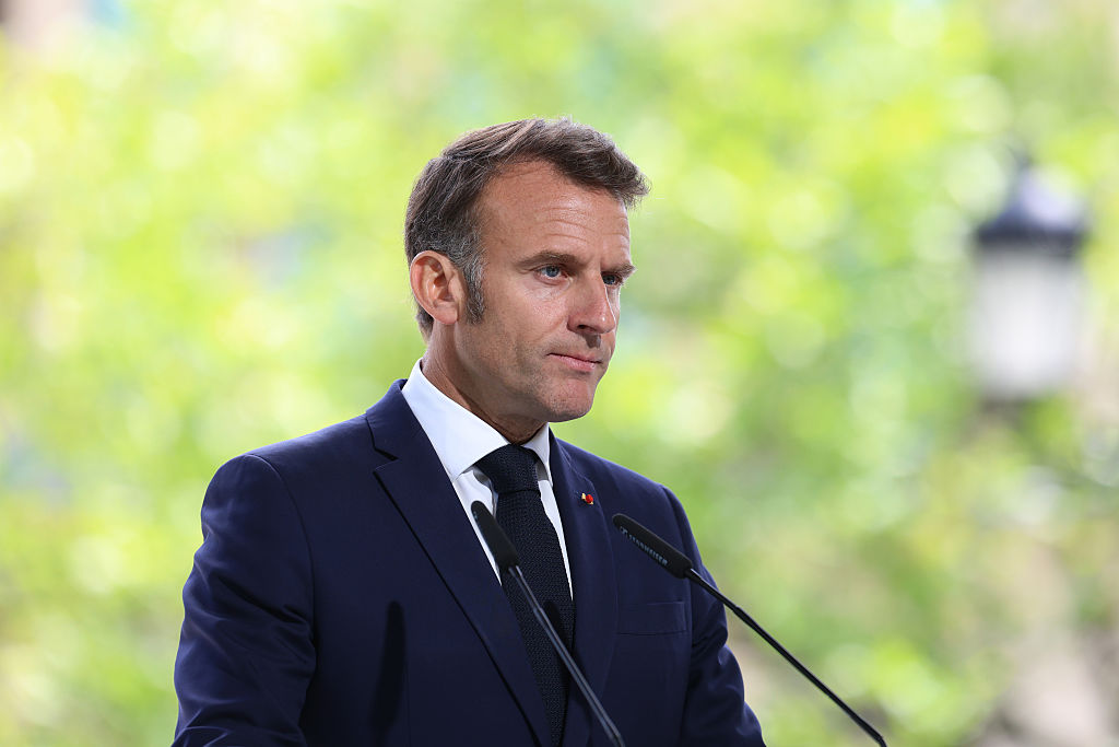 El presidente de Francia, Emmanuel Macron, ofrece una rueda de prensa en Kiev tras la reunión de la «Coalición de Voluntarios»,  el 10 de mayo de 2025.