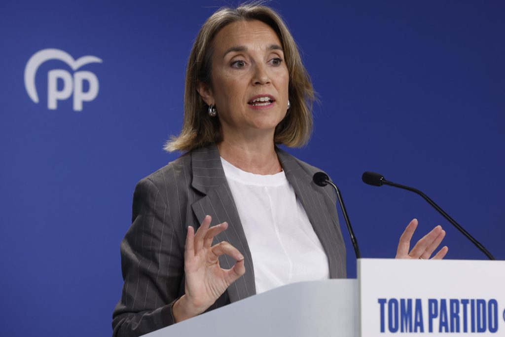 Cuca Gamarra ofrece una rueda de prensa tras la reunión del Comité de Dirección del PP, el 8 de septiembre de 2025.