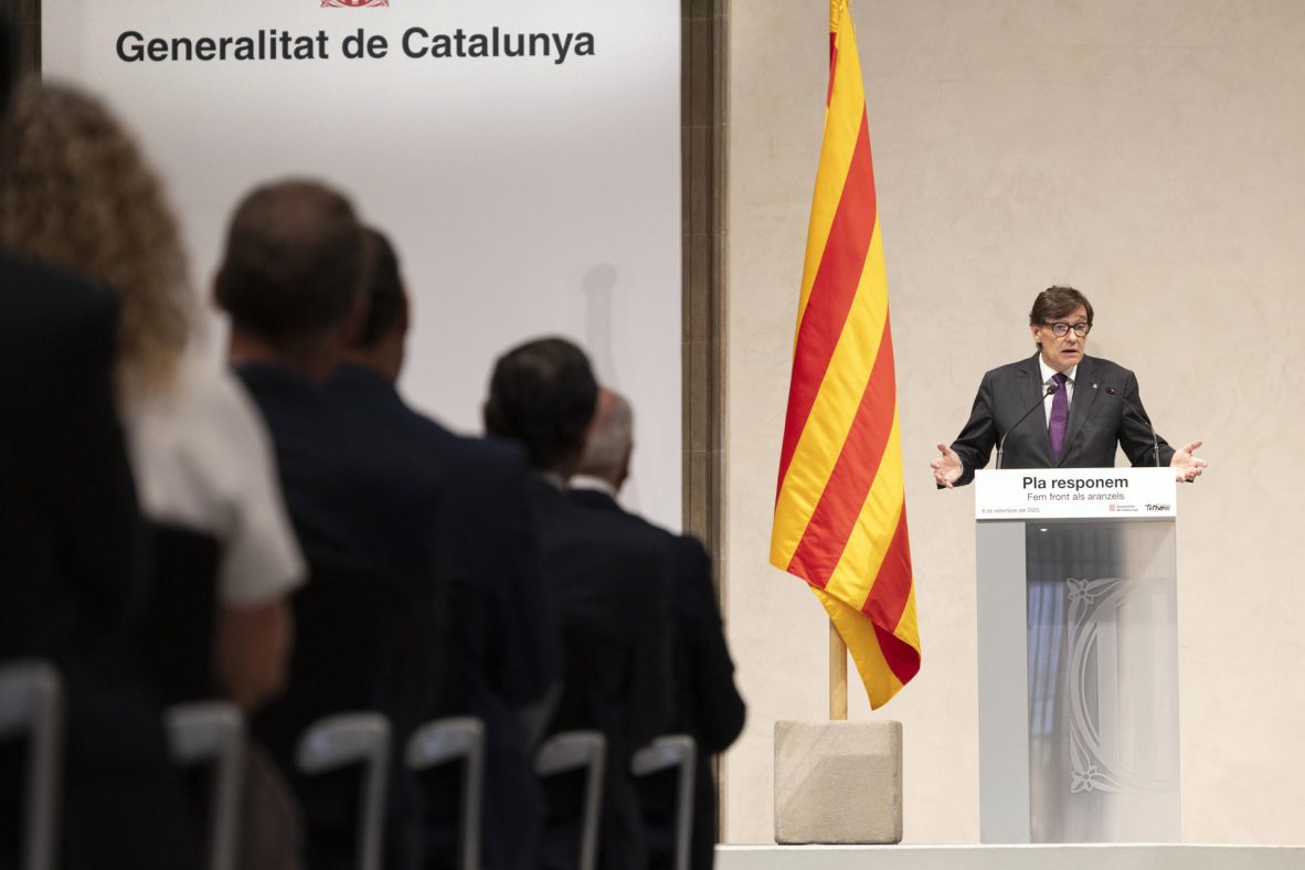 El presidente de la Generalitat, Salvador Illa, durante un acto celebrado en el Palau de la Generalitat el 8 de septiembre de 2025.