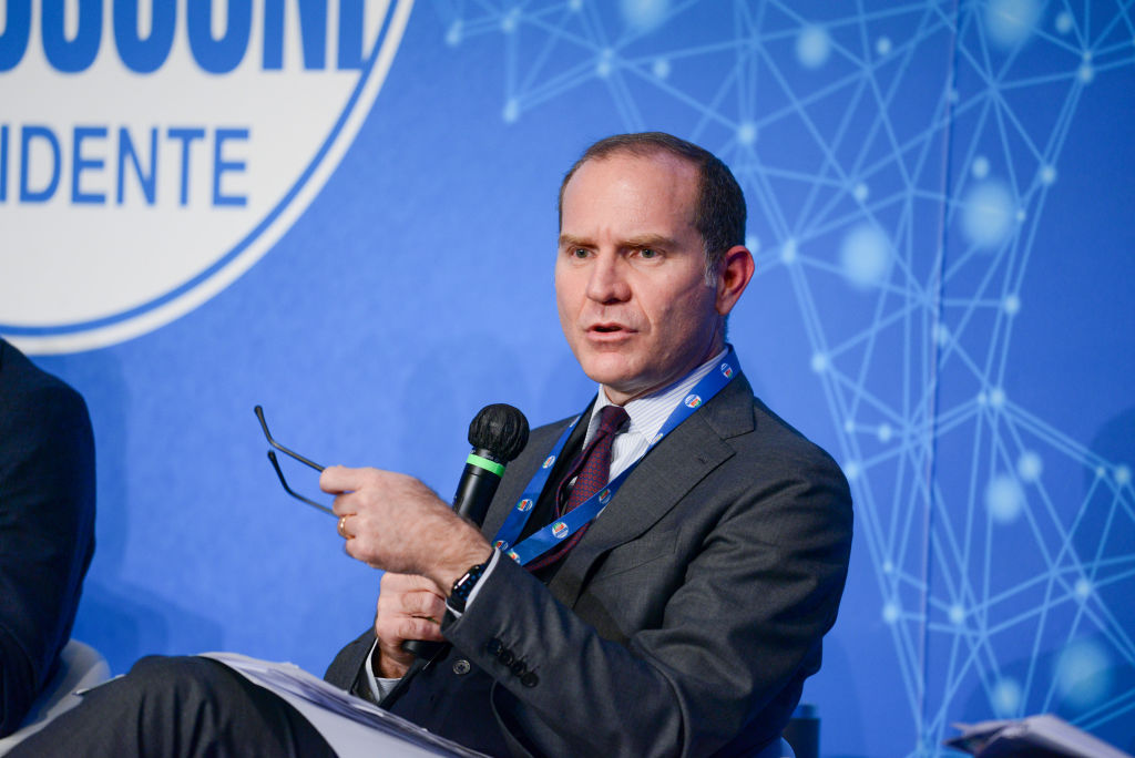 Massimiliano Giansanti, del sindicato agrícola italiano Confagricoltura, durante el evento «News LItalia del futuro», organizado por el partido político Forza Italia el 8 de abril de 2022 en el Hotel Parco dei Principi de Roma.