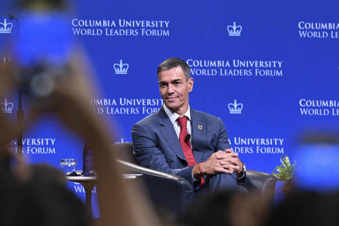 El presidente del Gobierno, Pedro Sánchez, en la Universidad de Columbia, el 22 de septiembre de 2025.