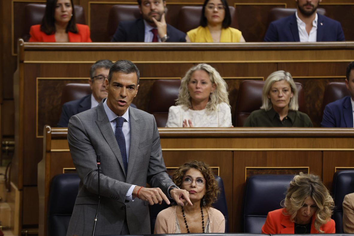 El presidente del Gobierno, Pedro Sánchez, en el Congreso de los Diputados el 10 de septiembre de 2025.