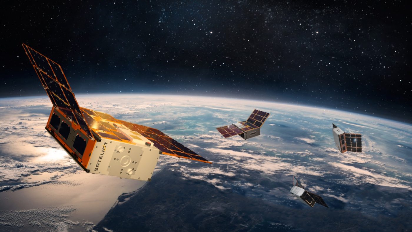 Ilustración de los satélites CubeSat, de la empresa española Sateliot.
