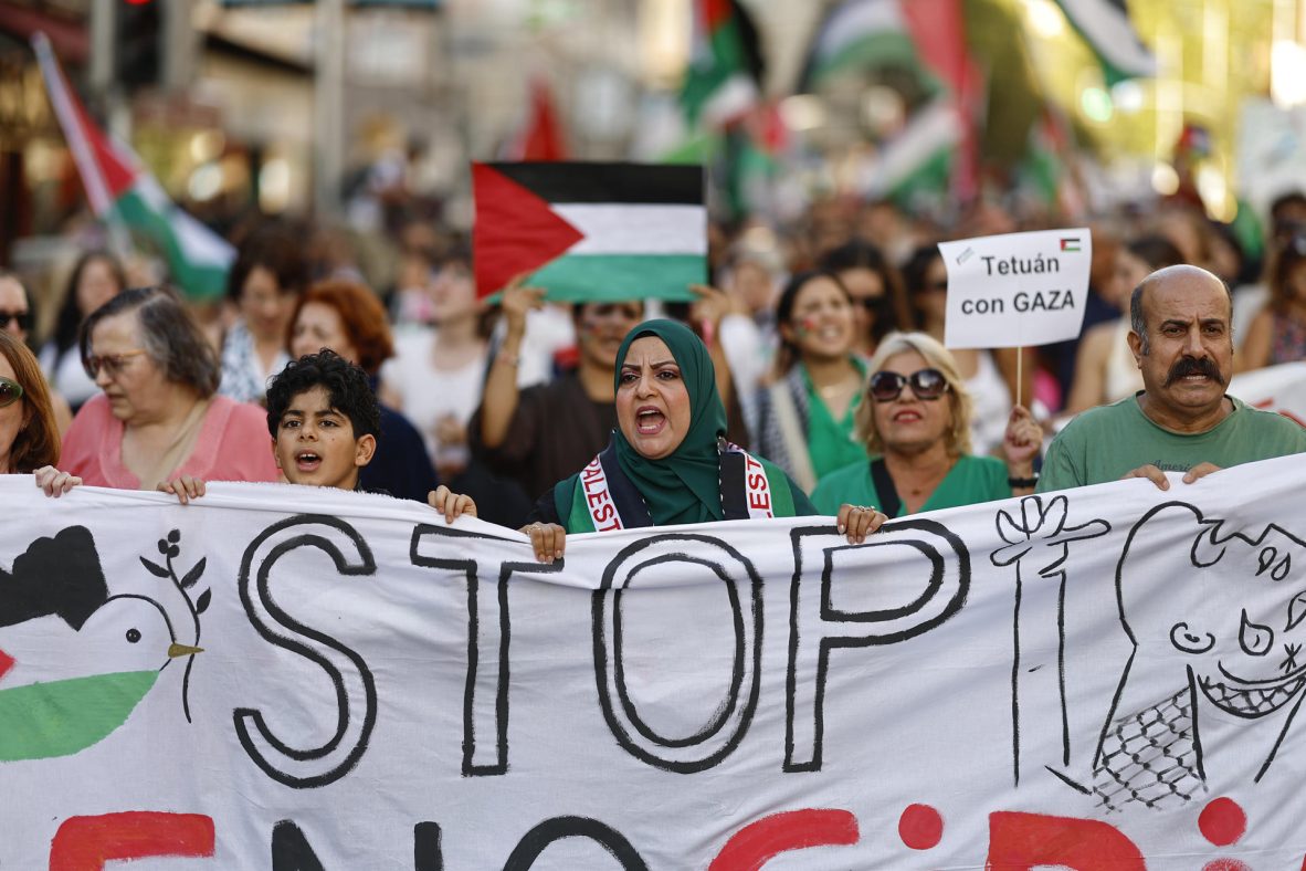 Imagen de la manifestación contra el fin del “genocidio” en Gaza, en Madrid, el 18 de septiembre de 2025