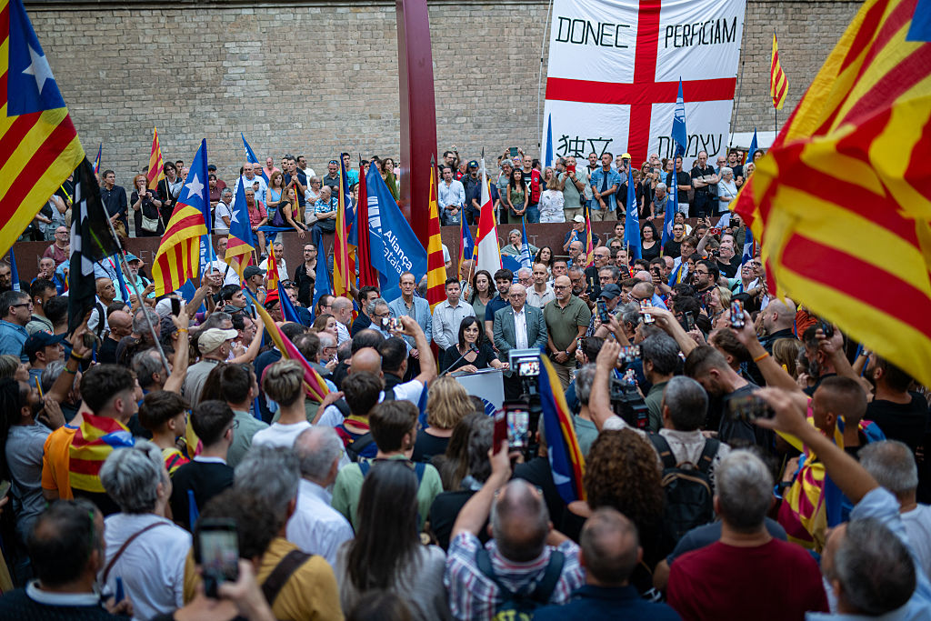 La diputada de Alianza Catalana, Silvia Orriols, habla durante un acto de Alianza Catalana con motivo de la Diada, el 10 de septiembre de 2025 en Barcelona, Cataluña, España.