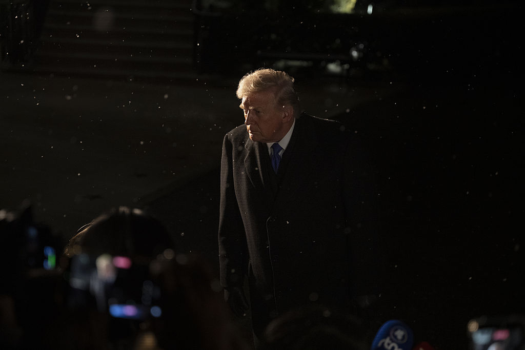 Trump speaks to reporters before departing for Palm Beach