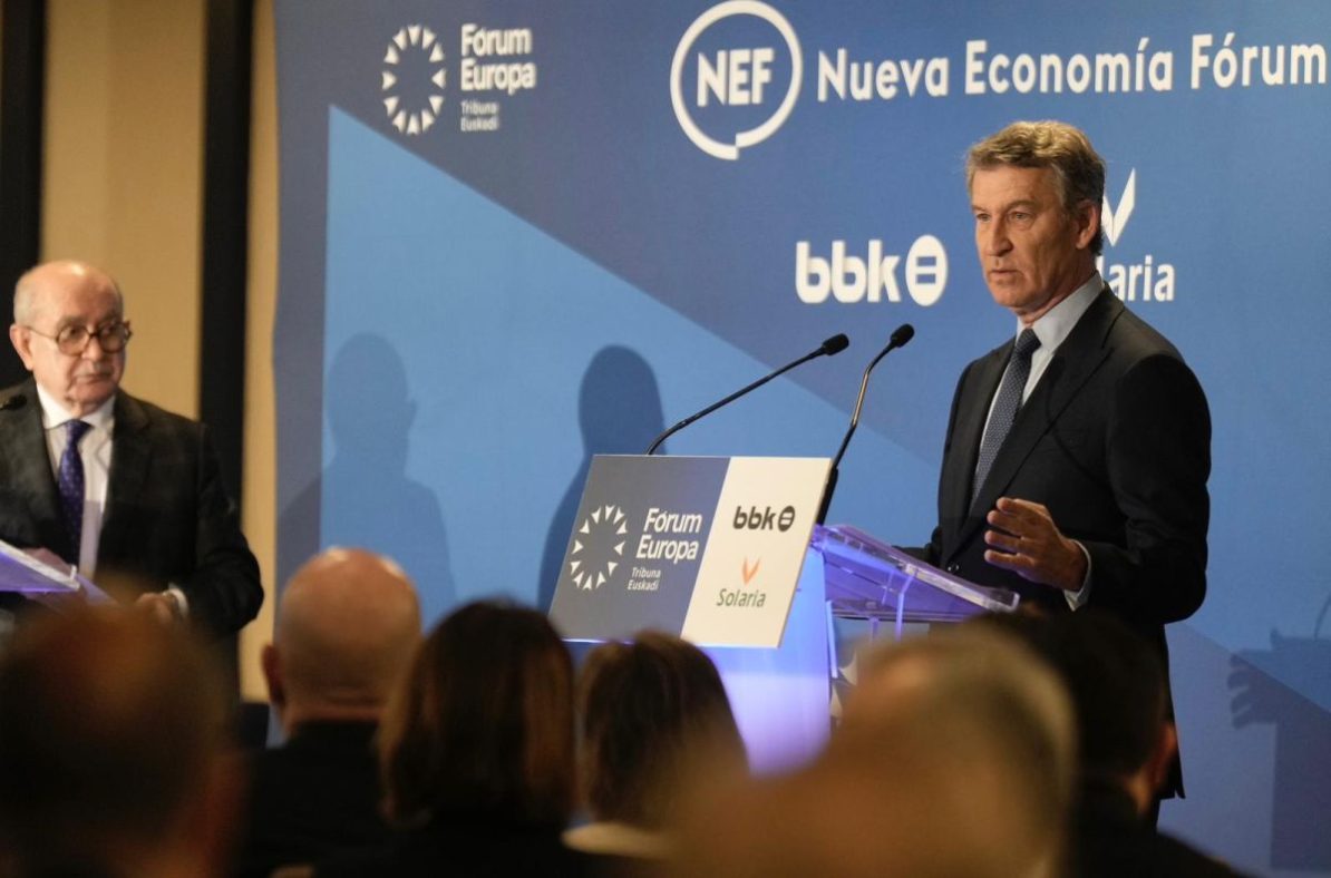 Alberto Núñez Feijóo interviene en un desayuno de Nueva Economía Fórum en Bilbao