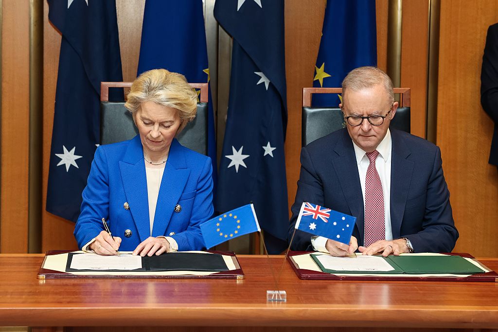 President of the EU Ursula von der Leyen and Australian PM Anthony Albanese, Canberra, 2026
