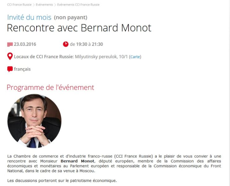 Un élu FN convié par la chambre de commerce à Moscou