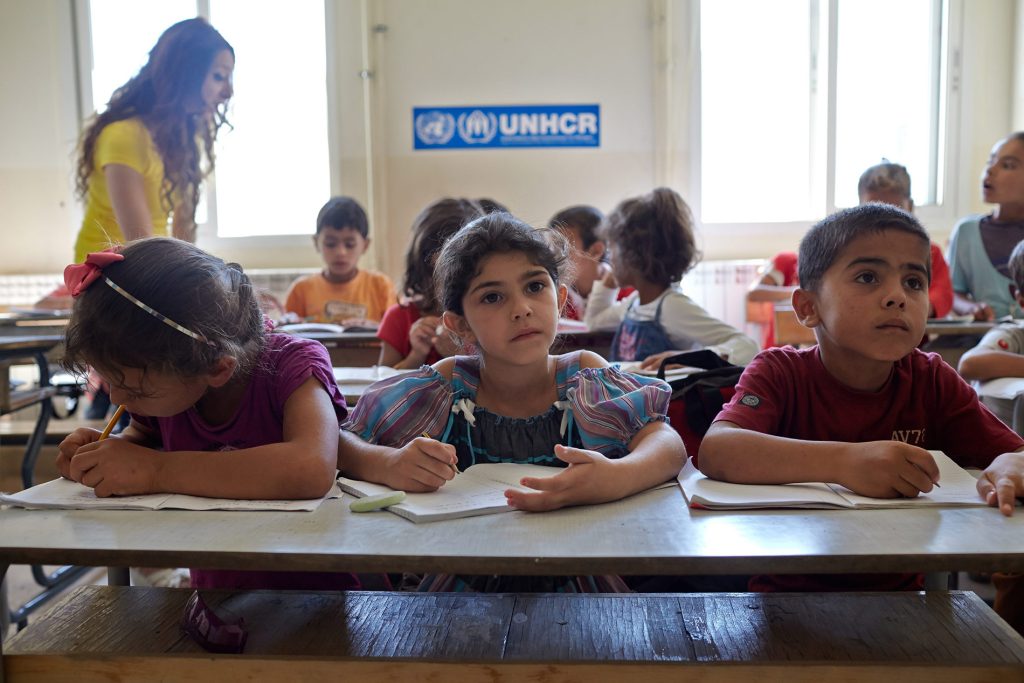 Children of refugees at school UNHCR