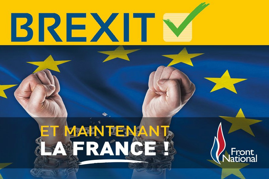 Le Front national a créé une affiche encourageant la France à emboiter le pas au britannique.