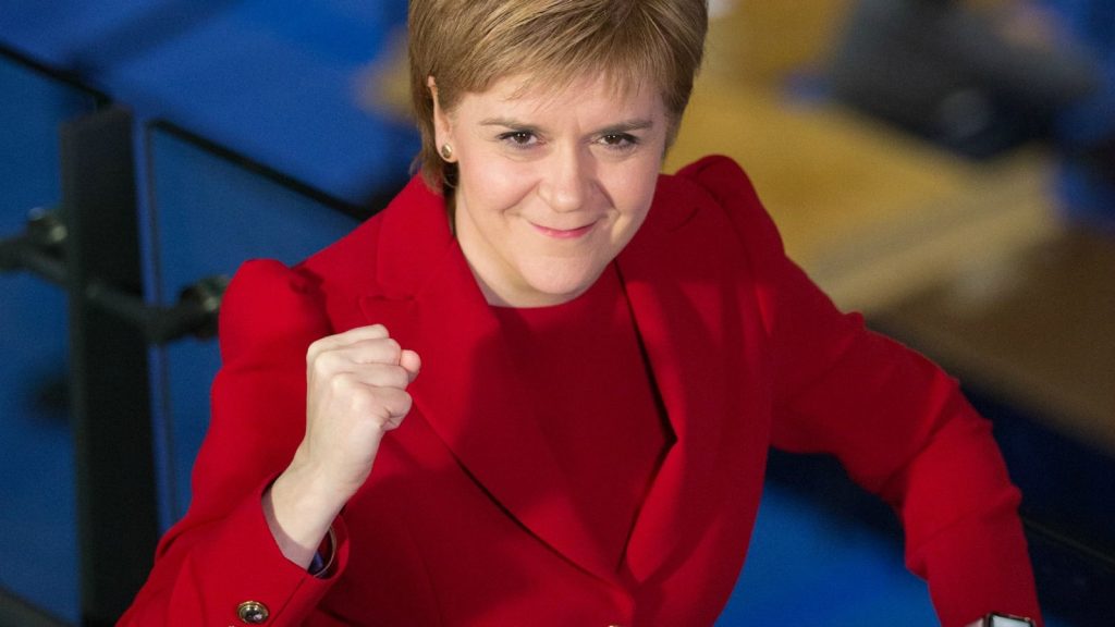 epa05875642 (FILE) – Leader of the Scottish National Party (SNP), Nicola Sturgeon reacts at the Emirates Arena in Glasgow, Scotland, Britain, 06 May 2016 (reissued 28 March 2017). The Scottish parliament on 28 March 2017 passed a motion that approves the plan of Scottish First Minister Sturgeon to negotiate on a second independence referendum. The approval by parliament paves the way to open formal talks with the British government.  EPA/ROBERT PERRY