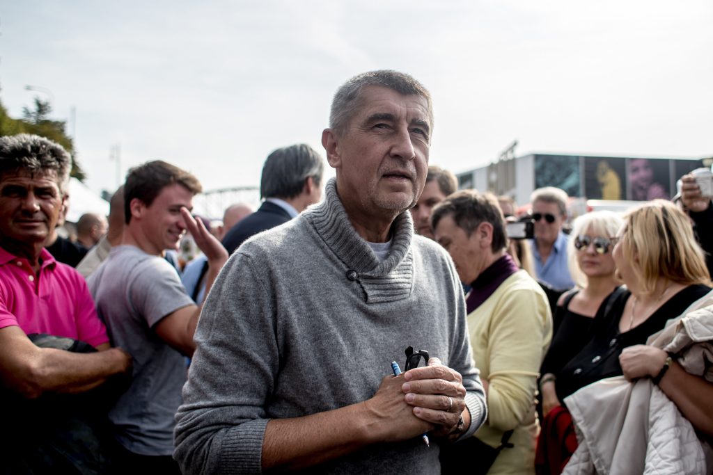 Andrej Babis at election campaign in Prague