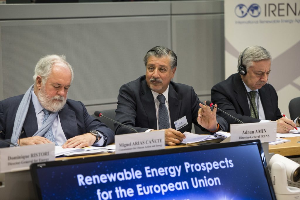Miguel Arias Cañete, Member of the EC in charge of Climate Action and Energy, and Adnan Amin, Director General of the International Renewable Energy Agency (IRENA) participate to the launch of the IRENA report &lsquo;Renewable Energy Prospects in the EU ». Ther