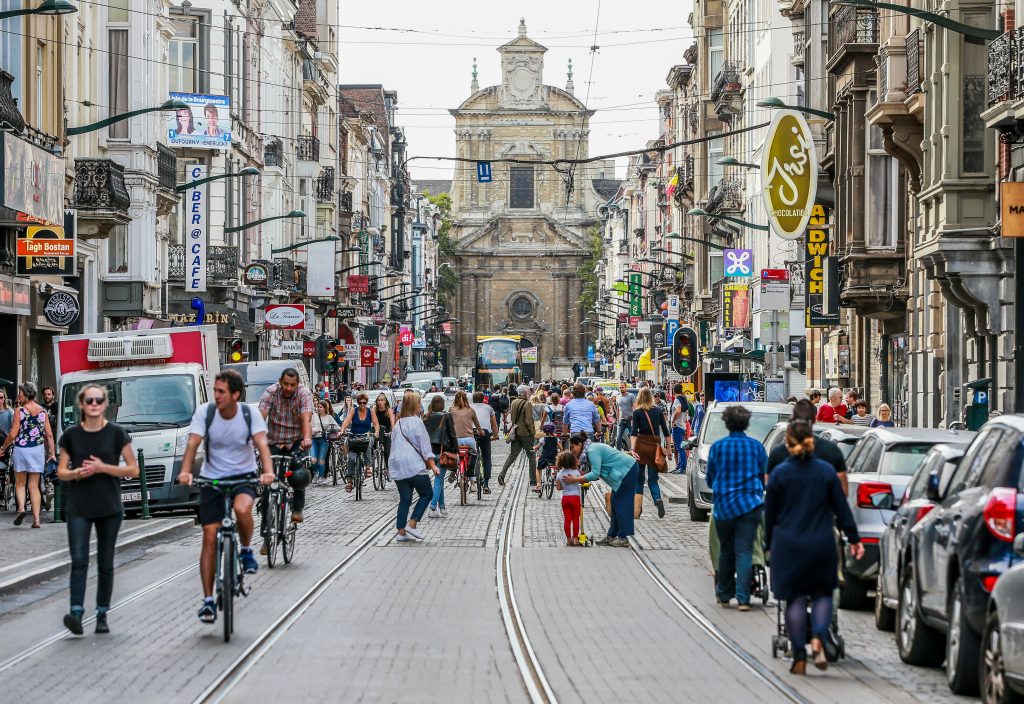 Dimanche sans voiture à Bruxelles, le 16 septembre 2018. Plus de 30 villes de Belgique participent à l’événement. EPA-EFE/STEPHANIE LECOCQ