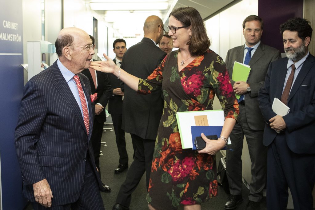 Andrus Ansip, Vice-President of the EC in charge of Digital Single Market, Jyrki Katainen, Vice-President of the EC in charge of Jobs, Growth, Investment and Competitiveness, Cecilia Malmström, Member of the EC in charge of Trade, and Vĕra Jourová, Mem