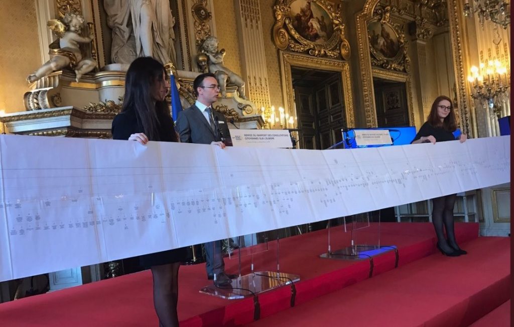 Exemple d&rsquo;un « arbre argumentatif », lors de la remise du rapport sur les consultations citoyennes, le 4 décembre qu Quai d&rsquo;Orsay
