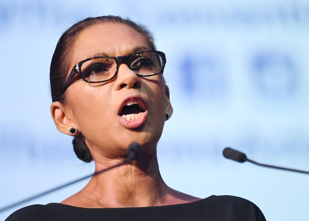 Pro-EU campaigner Gina Miller delivers a speech at the Convention on Brexit