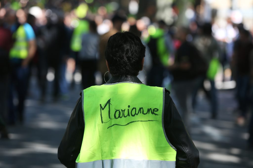 Les gilets jaunes lors d&rsquo;une manifestation le 1er mai à Toulouse (France)