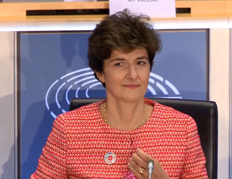 Sylvie Goulard au Parlement européen, lors de son audition du 2 octobre 2019. Capture d&rsquo;écran PE