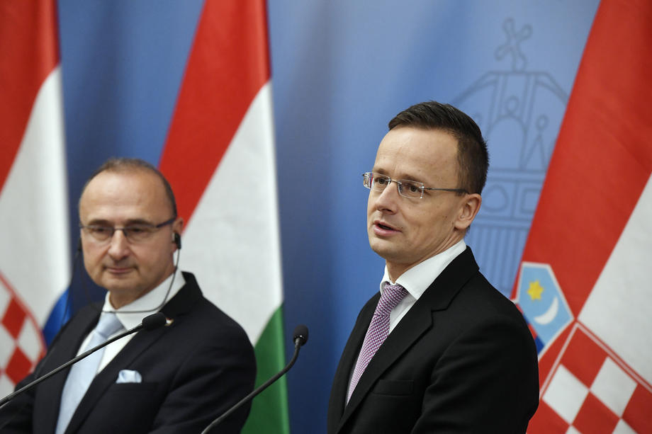 Le ministre des affaires européennes croate, Gordan Grlic-Radman, 0 Budapest mi décembre. HUNGARY OUT