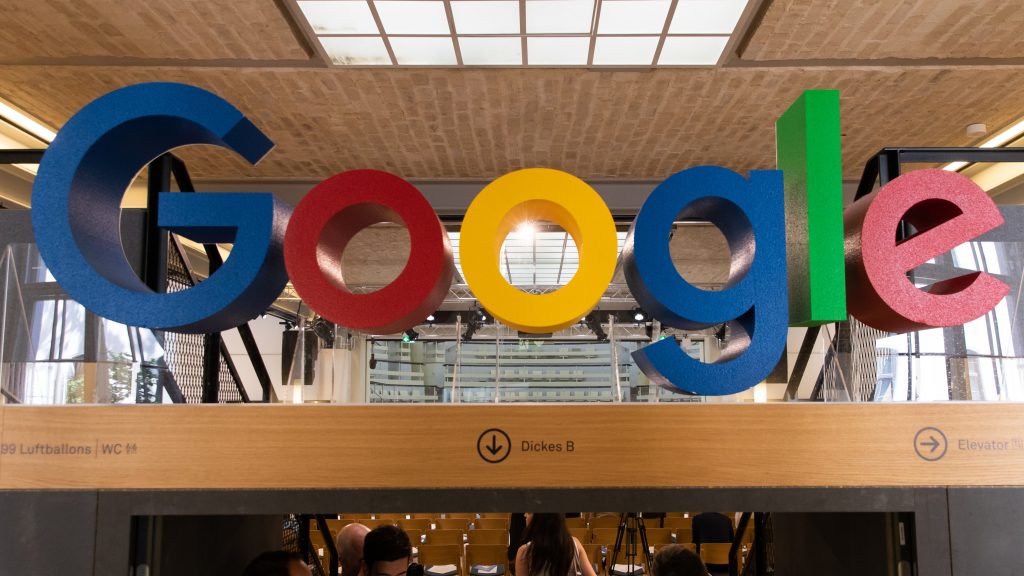 epa07670237 A Google logo is displayed at the Google offices in Berlin, Germany, 24 June 2019.  EPA-EFE/HAYOUNG JEON