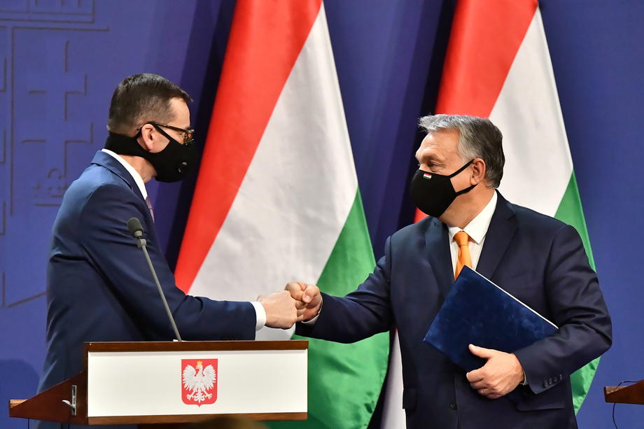 Hungarian Prime Minister Viktor Orban and Polish PM Mateusz Morawiecki press conference
