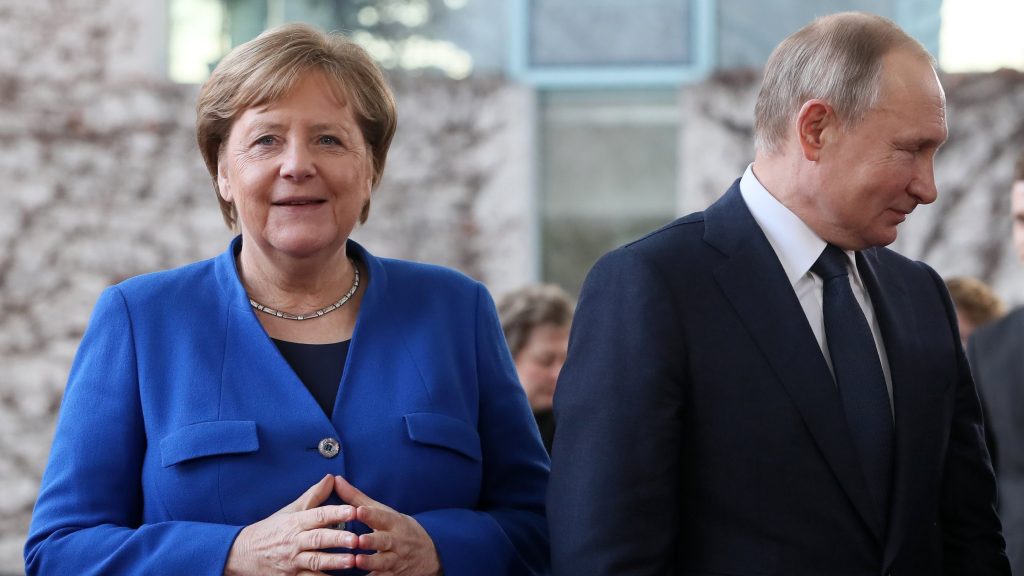 epa08646590 (FILE) – German Chancellor Angela Merkel (L) and Russian President Vladimir Putin (R) during the International Libya Conference in Berlin, Germany, 19 January 2020 (reissued 04 September 2020). Opposition parties have called on German Chancellor Merkel to abandon the joint German-Russian pipeline project Nord Stream 2 in response to the alleged poisoning of Kreml critic Alexei Navalny.  EPA-EFE/HAYOUNG JEON