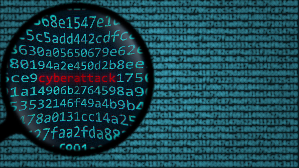 Magnifying,Glass,Discovers,Cyberattack,Word,On,Computer,Screen.,3d,Rendering