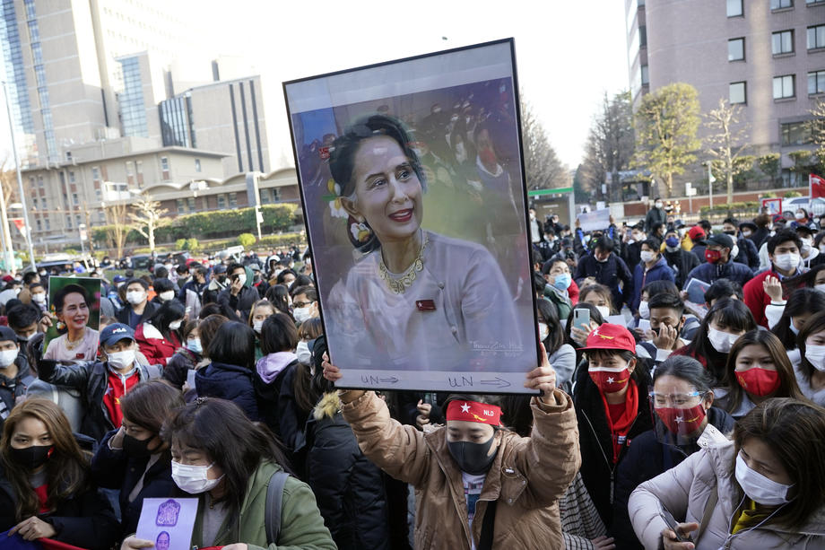 Myanmar nationals in Japan protest against military coup