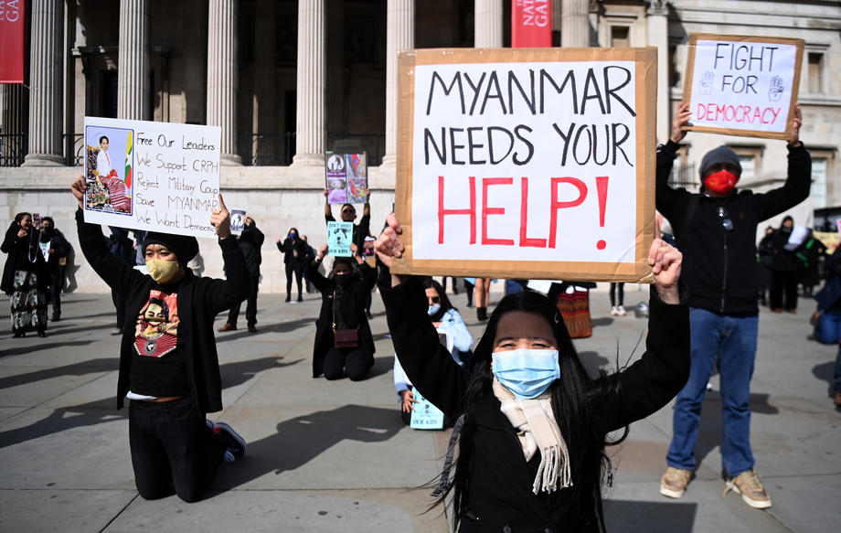 Protest against Myanmar Military Coup in London