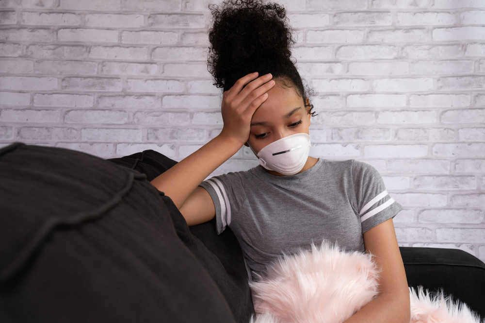 Female,Teen,Suffering,From,A,Depression,,During,Pandemic,,Covid-19.,Tension