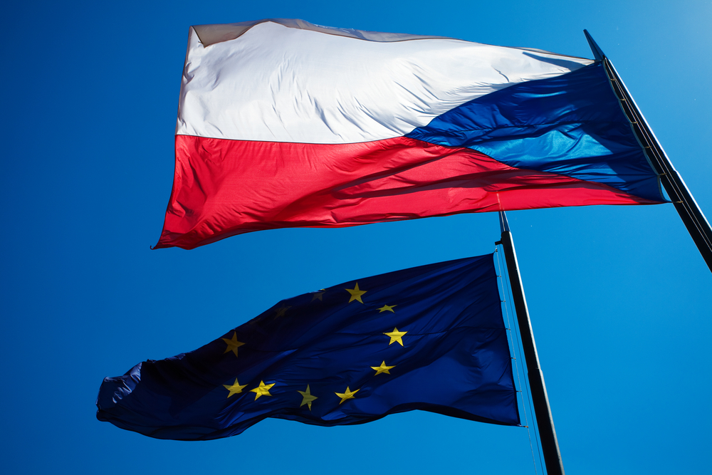 Flags,Of,The,European,Union,And,The,Czech,Republic,Against