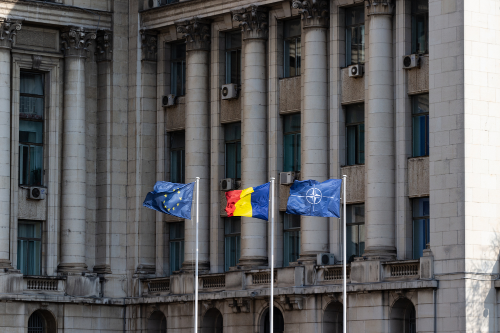 Bucharest,,Romania,-,6,April,2019:,Eu,Flag,,Romanian,Flag