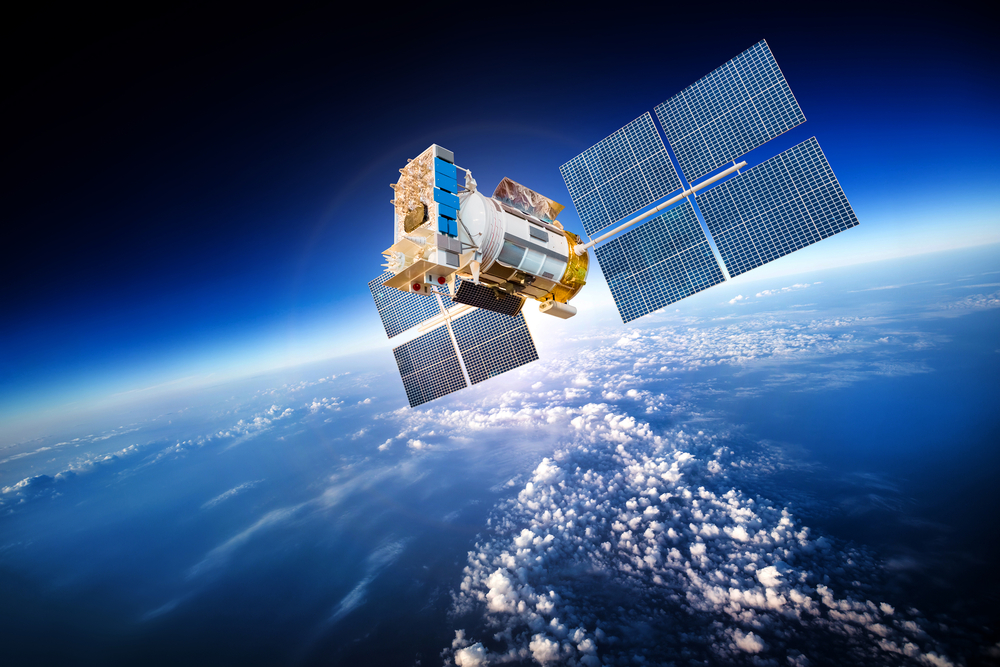 Space,Satellite,Orbiting,The,Earth.,Elements,Of,This,Image,Furnished