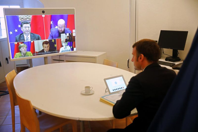 Visioconférence entre Macron, Merkel et Xi