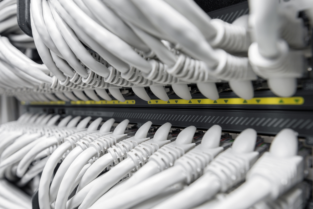 Network,Gigabit,Smart,Switch,With,Network,Cables,Installed,In,The